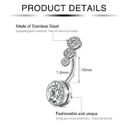 Briana Williams Belly Button Ring Belly Rings Belly Button Piercing Gold Belly Button Ring for Women Clicker Belly Ring Belly Piercing Stainless Steel 14g 10mm Blley Navel Rings Piercing Jewelry - color: A1 -10pcs