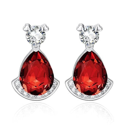 Birthstone Teardrop Crystal Stud Earrings for Women 925 Sterling Silver Solitaire Studs Halo Earrings for Birthday Gifts Teardrop Earrings for women - style: A January