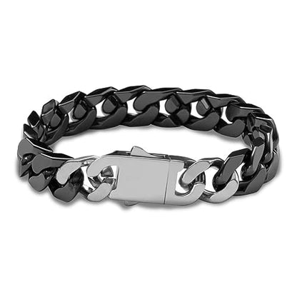 2 Sets Stainless Steel Spring Cuban Link Clasps for Chain Bracelet and Necklace Buckle Jewelry Making Supplies (13mm Wide, Mirror Steel) - size: 13mm Wide