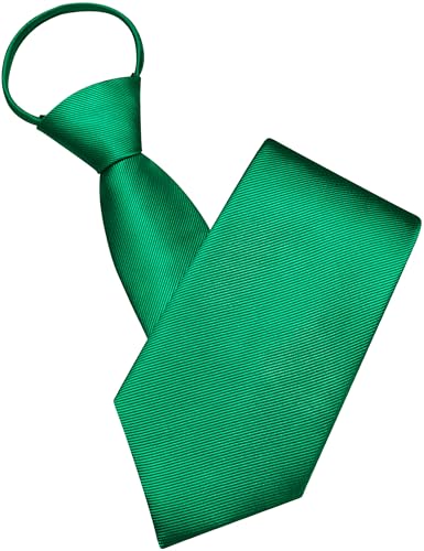 GUSLESON 3.15"（8cm） Mens Pre-tied Adjustable Zipper Tie Solid Necktie for Business and Wedding - color: Emerald Green