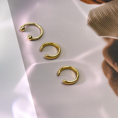 Ear Cuffs Non-Piercing Earrings for Women Cute Clip-On Cartilage Earring | 14k Gold Plated Ear Cuff for Non Pierced Ears Dainty Adjustable Fake Piercings Earings Set - style: 3