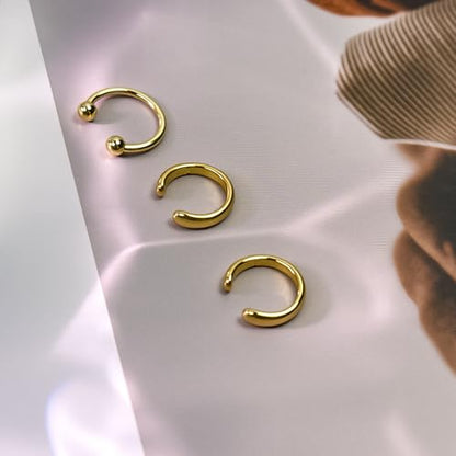 Ear Cuffs Non-Piercing Earrings for Women Cute Clip-On Cartilage Earring | 14k Gold Plated Ear Cuff for Non Pierced Ears Dainty Adjustable Fake Piercings Earings Set - style: 3