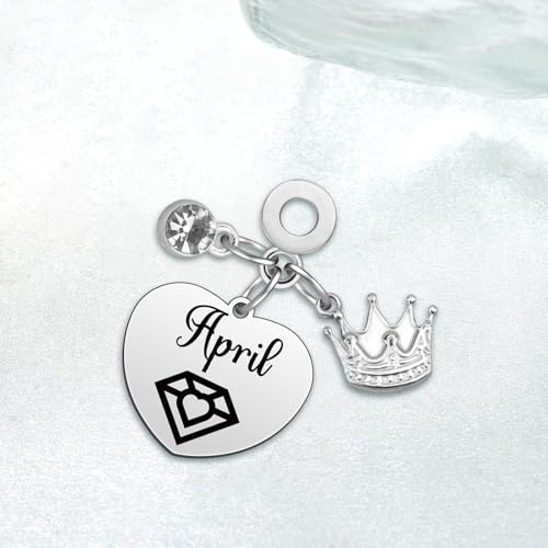 Birthday Gifts for Women Birthstone Charms for Bracelets Necklaces Jewelry Gift for Mom Wife Daughter Granddaughter Niece Sister Girlfriend - color: April