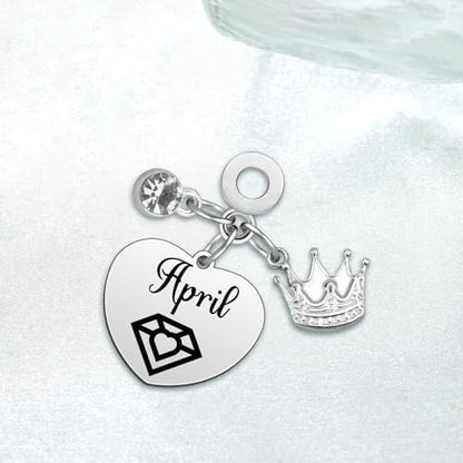 Birthday Gifts for Women Birthstone Charms for Bracelets Necklaces Jewelry Gift for Mom Wife Daughter Granddaughter Niece Sister Girlfriend - color: April