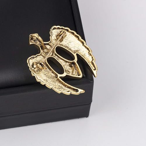 HETICA Vintage Animal Dragon Skull Wolf Crown Lion Brooch for Men Women Suit Tie Dress Lapel Pin Fashion Jewelry - style: Vintage Gold Wing Cross