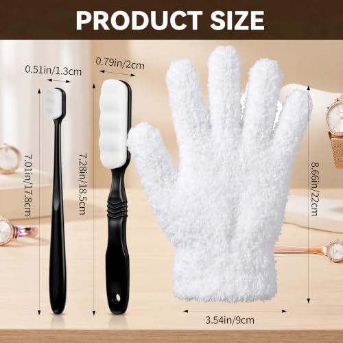 4PCS Silver Cleaning Kit with 2PCS Jewelry Cleaning Brushes | Silver Polishing Gloves for Antique Jewelry Silverware Cutlery Plateware Gold Diamond Platinum Gemstone Coin Tarnish Remving