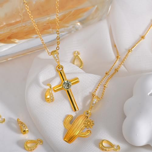 stino 10PCs Small Pendant Bail Clasps for Jewelry (18K Gold Plated) | 10 Pack, Jewelry Connectors, Necklace Bails ,Secure, Jewelry Making - color: 18K Gold Plated