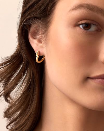 Me&Hz Gold Huggie Earrings Small Huggie Hoop Earrings for Women 14K Gold Plated Hypoallergenic Cubic Zirconia Huggies Mini Silver Hoop Earring for Women - color: Heart, Gold