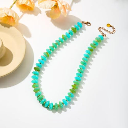 Resin Chunky Beaded Necklace for Women,Vacation Jewelry | Acrylic Beads,Boho Summer Beach Handmade Jewelry,Trendy Bold Statement Beaded Necklace,Birthday Gift for Women - color: Mint Green