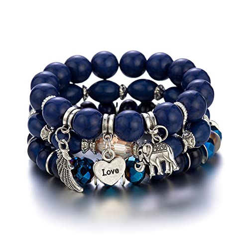 4 Sets Bohemian Stackable Bead Bracelets, Stretch Bangle Charm Jewelry 2 - color: LCS Multicolour 24256