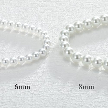 MJartoria Pearl Necklace for Men | Women, 16''-24'' Pearl Necklaces, 4mm/6mm/8mm White Faux Pearl Choker Necklace Trendy Jewelry Gifts for Women Men - size: 18 inches, style: 8mm