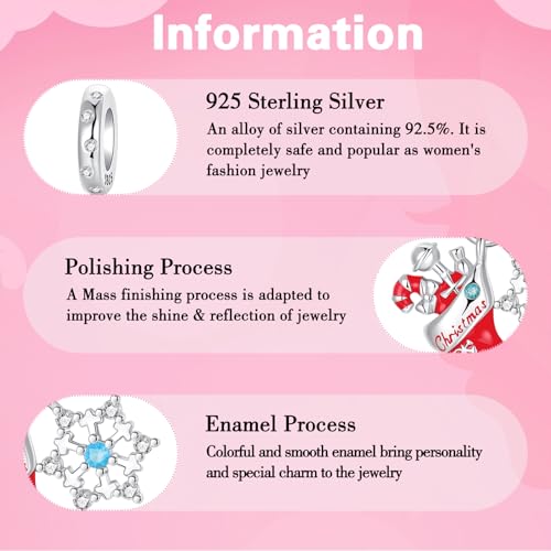 925 Sterling Silver Charms fits Bracelets and Necklace Pendant Bead Charms Jewelry Gift for Women Family Friends - style: Christmas Stockings Charm