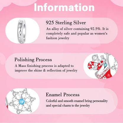 925 Sterling Silver Charms fits Bracelets and Necklace Pendant Bead Charms Jewelry Gift for Women Family Friends - style: Christmas Stockings Charm