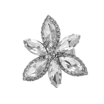 Sparkling Rhinestone Ring Bohemia Thick Large Oval Geometric Ring Square Princess Rings Fashion Heart Zircon Crystal Ring Prom Wedding Party Ball Rings for Women - color: White Flowers