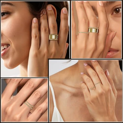 2-Pack 14K Gold Plated Stacking Rings for Oura Ring Gen 5/4/3 | Cubic Zirconia，oura ring stack accessories，Diamond Rings for Women - color: Gold