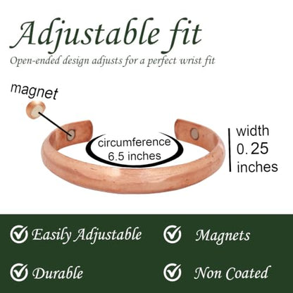 Touchstone Copper bracelet Tibetan style. Hand forged with solid and high gauge pure copper. Elegant minimalistic design. - style: Convex Plain
