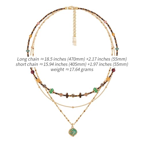 boho layered Original design Retro style multi-layer beaded necklace Fashion women's gold-plated necklace M3396