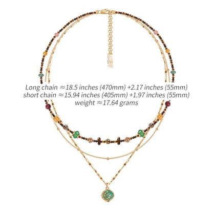 boho layered Original design Retro style multi-layer beaded necklace Fashion women's gold-plated necklace M3396