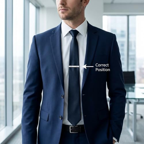 MOZETO Tie Clips for Men, Black Gold Blue Silver Tie Bar Set for Regular Ties, Luxury Box Gift Ideas
