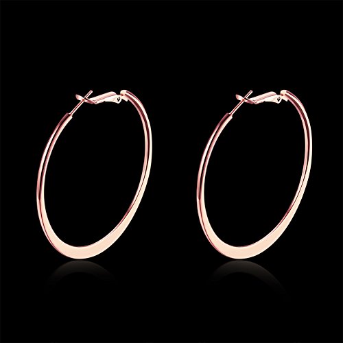 Gold Hoop Earrings,18K Gold Plated Rounded Hoops Earrings for Women - color: Rose-Flattened-2"