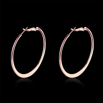 Gold Hoop Earrings,18K Gold Plated Rounded Hoops Earrings for Women - color: Rose-Flattened-2"