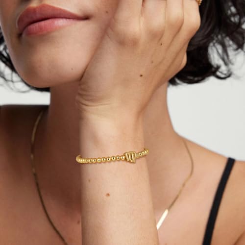Gold 12 Constellations Bracelets for Women, 18K Gold Plated Beaded Stretch Bubble Bracelets Charm Jewelry Bracelet Gifts for Birthday Mother's Day Valentines Christmas - color: Virgo