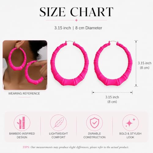 Big Chunky Gold Hoop Earrings for Women Beaded Large Statement Earrings Lightweight Fashion Jewelry Daily Wear Party Gift - color: C3:hot pink
