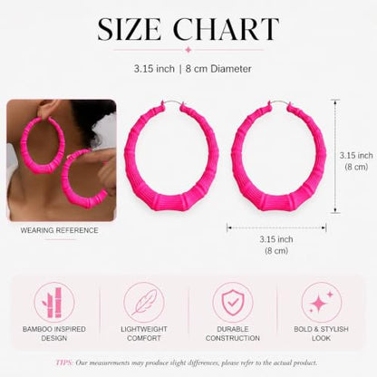 Big Chunky Gold Hoop Earrings for Women Beaded Large Statement Earrings Lightweight Fashion Jewelry Daily Wear Party Gift - color: C3:hot pink