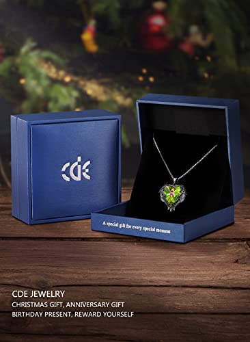 CDE Angel Wings Heart Birthstone Pendant Necklace Gift for Women | Silver/Gold Tone,Ideal Birthday & Anniversary Jewelry Gift for Wife,Girlfriend,Her - color: Black-Colorful Zircon Birthstone