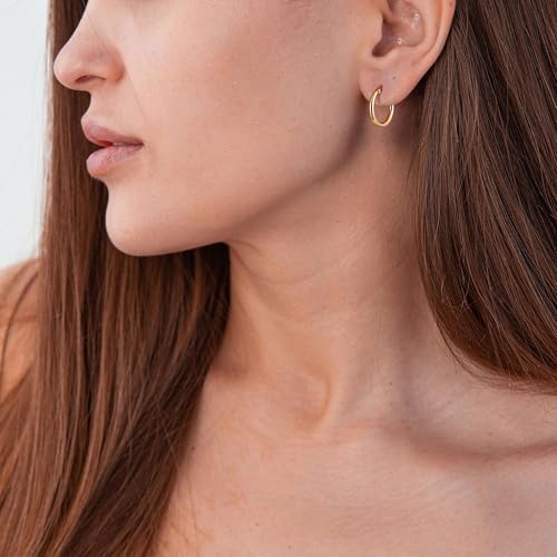 Gold Hoop Earrings for Women 14K Gold Plated | 925 Sterling Silver Post Hypoallergenic Hoop Earrings - color: Gold, size: 20mm