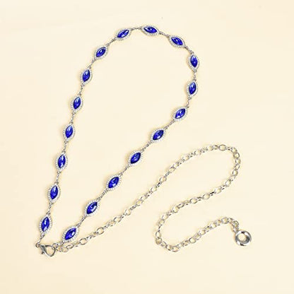ILuvatar Green Glass Diamond Chain Belt - Metal Women's Western Style Dress Belt - color: Silver-dp