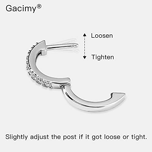 Gacimy Hoop Earrings for Women 14K Gold Plated Cartilage Stud Small Huggie Ear Cuff - color: 14K White Gold Plated & CZ, size: 13MM