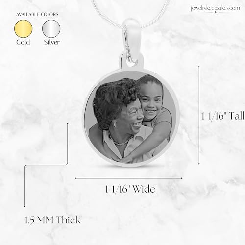 Personalized Photo Engraved Round Pendant with 20" chain - color: Silver