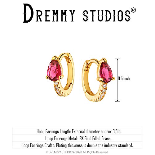 Dremmy Studios Dainty CZ Huggie Hoop Earrings 14K Gold Plated Chunky Simple Cute Thick Round Frill Bead Ball Starburst Cuff Earrings Cubic Zirconia Hoop Earrings Minimalist Personalized Gift for Her - color: A-CZ Rose