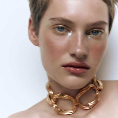Chunky Gold Chain Necklace for Women Big Chunky Choker Necklace Gold Cuban Link Chain Necklaces Punk Hip-Hop Necklaces Costume Jewelry Gift - color: Gold07