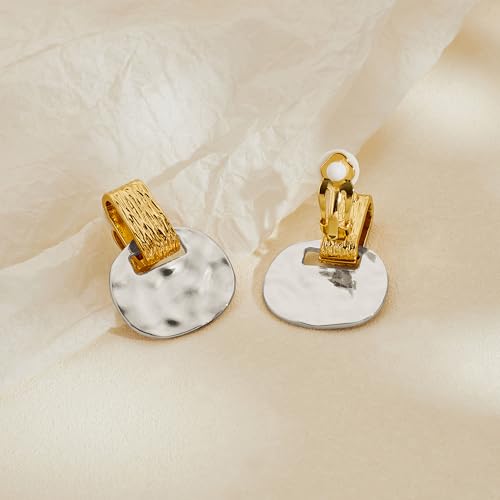 MUYAN Gold Clip On Drop Earrings for Women Non Piercing Dangle Earrings Fashion Jewelry - color: C Clip Two Tone