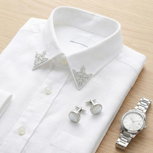 5 Pairs Shirt Collar Pins Vintage Collar Brooch Set Gold Silver Hollow Pattern Triangle Leaf Lapel Pin for Women Men Cardigan Sweater Accessories Gift