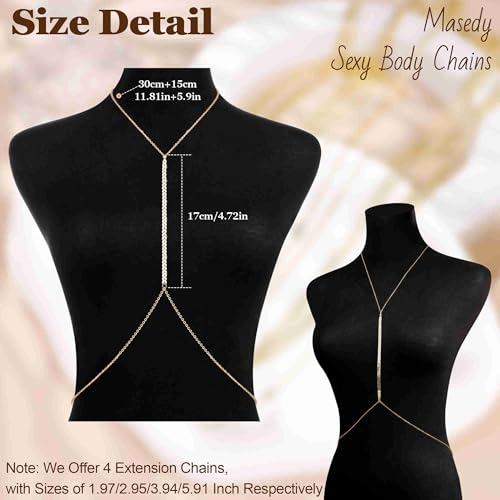 14K Gold Sexy Body Chains for Women Necklace Layered Bikini Bra Chain Crossover Belly Chain Rhinestone Summer Chest Chain Beach Prom Nightclub Body Chain Jewelry - style: Gold F