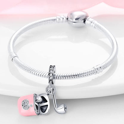 Pandach 925 Sterling Silver Charms Beads for Bracelets and Necklaces Butterfly and Headphones Pendants Clover Charms Jewelry Gift for Women - style: A-Pink Headphone Charm