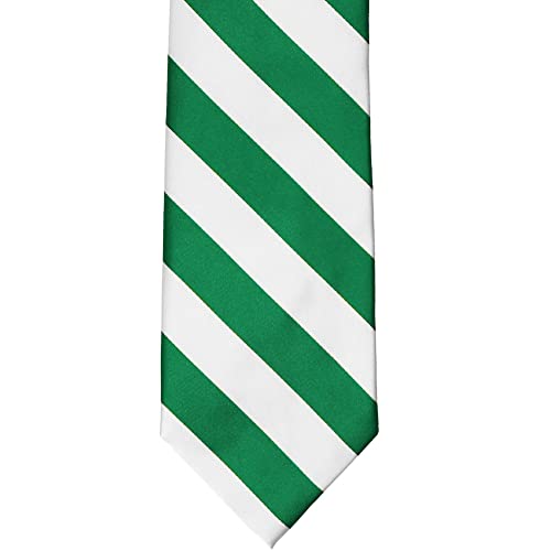 tiemart Men's Striped Tie Standard Length - color: Kelly Green and White