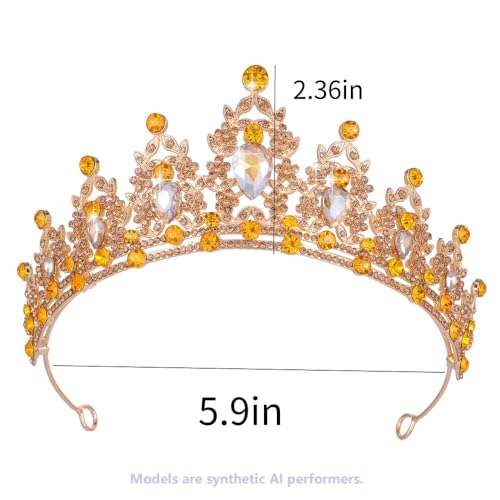 Kamirola - Queen Crown and Tiaras Princess Crown for Women Crystal Headbands for Bridal, Princess for Wedding and Party - color: KC gold