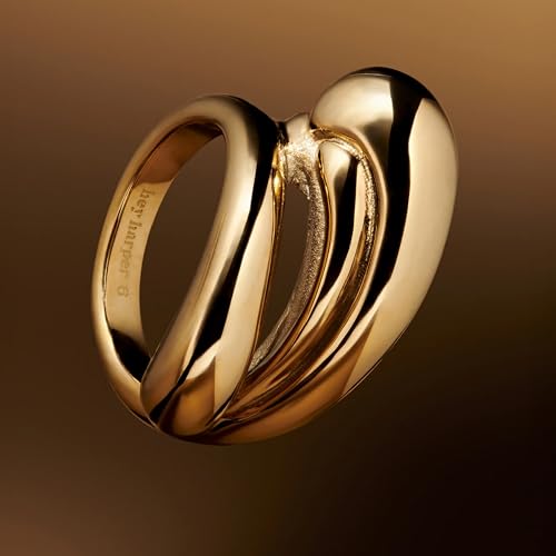 Hey Harper Gold Ring for Women - Gold Plated Stacking Waterproof & Sweatproof Jewerly Ring - Everday Non Tarnish Cute Fashion Circle Rings - style: Bica Ring
