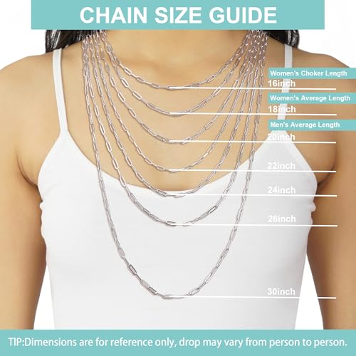 925 Sterling Silver Paperclip Chain 3mm 4mm 5mm 6mm 7mm Necklace for Women Men Diamond Cut Silver Necklace Chain 16-30 Inches - color: Gold, size: 20, style: 4mm