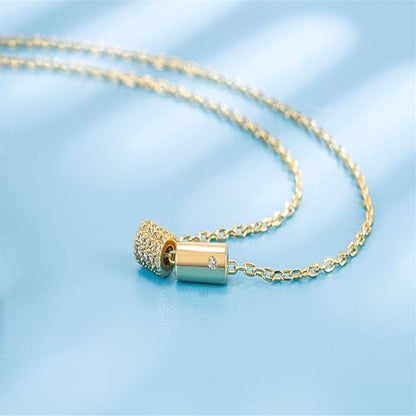 925 Sterling Silver Necklace for Women Trendy, Charming Layered Necklace with Cubic Zirconia Pendant for Her Womens Dainty Diamond Choker Necklaces Holiday Jewelry Gifts for Mom Wife Daughter Lover - color: CZ Necklace-Gold03