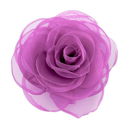 Merdia Women's Lovely Flower Hair Clip, Rose Brooch Pin, Floral Hair Clips for Women, Hat Pins, Light Purple, Hair Accessory - color: Light Purple
