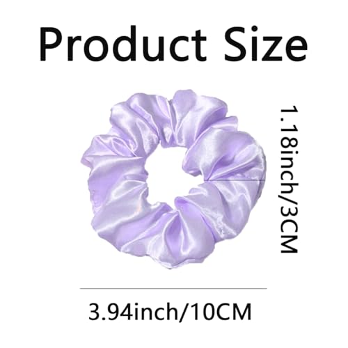 Silk Hair Ties Ponytail Holder Hairs Bow Ropes Elastics Hairtie Accessories Wide 0.8inch on Hair No Damage No Crease for Women Curly Thick Wavy Hair(30Pcs Light Purple) - color: Light Purple