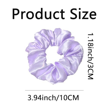 Silk Hair Ties Ponytail Holder Hairs Bow Ropes Elastics Hairtie Accessories Wide 0.8inch on Hair No Damage No Crease for Women Curly Thick Wavy Hair(30Pcs Light Purple) - color: Light Purple