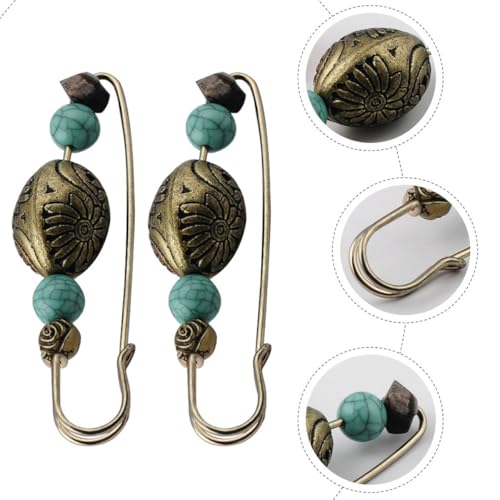 VILLCASE 2pcs Vintage Cardigan Brooch Pin Set Retro Collar Shawl Clips for Women Sweater Accessories