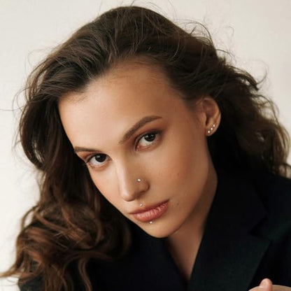 THUNARAZ Straight L Shaped Stainless Steel Nose Studs Rings Piercing Pin Body Jewelry 20G-22G 1.5mm 2mm 2.5mm - color: C:60Pcs White CZ(20G L Shaped)