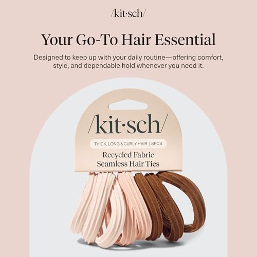 Kitsch Seamless Hair Ties No Damage - Stretchy Hair Bands - Rosewood, 8pcs | Strong All-Day Hold Hair Rubber Bands For Hair, Ponytail Holders | Hair Accessories for Everyday Use - color: Rosewood (Pack of 8)